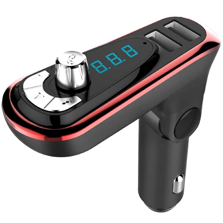 YASOKRO Bluetooth автомобильный комплект громкой связи fm-передатчик модулятор Автомобильный аудио mp3-плеер с детектором напряжения двойной USB Автомобильное зарядное устройство - Название цвета: Красный