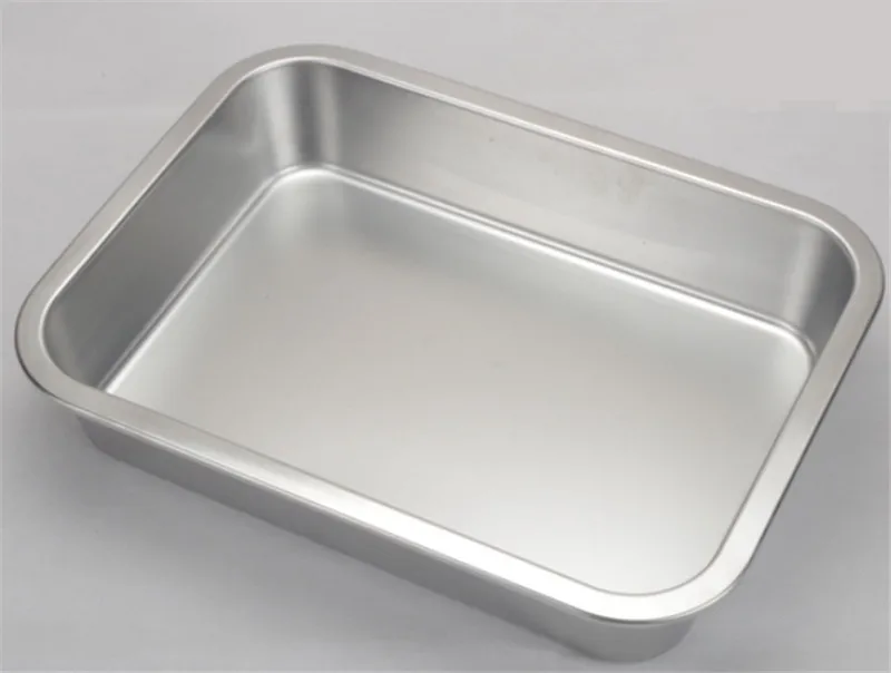 304 Flat Bottom Stainless Steel Square Tray Baking Pan