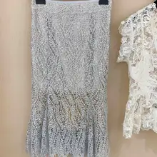 Горячая Распродажа летняя одежда женская элегантная Офисная Женская юбка до колена с блестками Сексуальная Вышивка открытая русалка юбка