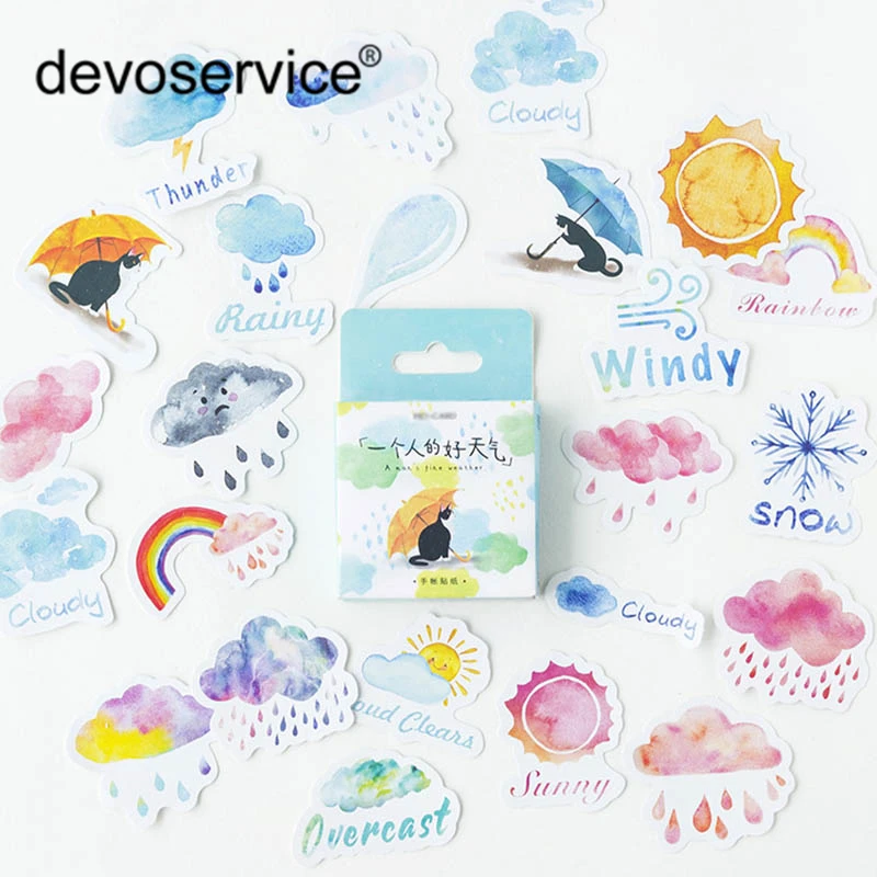 

46Pcs/Set Creative Weather Mini Paper Sticker Decoration Diy Album Diary Scrapbooking Label Sticker for Girls Kawaii Stationery