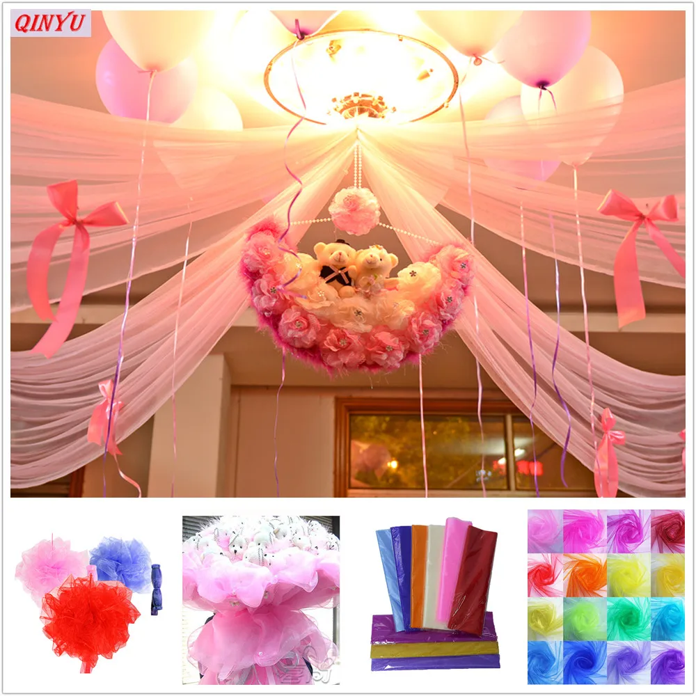 

48CMx5M Yarn Crystal Tulle Rolls Organza Sheer Gauze Element Black veil Birthday Party DIY Dress Wedding Decorative Supplies 6z