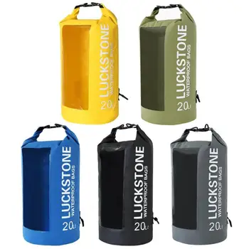 

5/10/20L Transparent Window Waterproof Bag Outdoor Camping Boating Kayaking Rafting PVC Drift Backpack Upstream Storage Package