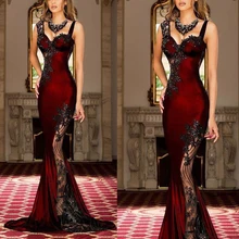 Бургундские платья для выпускного вечера милое декольте бисерные кружевные аппликации Русалка Вечерние платья арабские