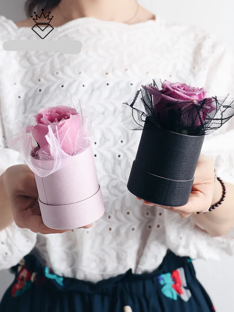 

Mini Single Flower Bucket Flower Box Single Rose Round Flower Box