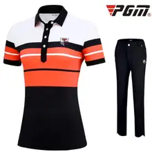 Новое поступление, одежда для гольфа, Женская Полосатая футболка с коротким рукавом, полная длина, Мягкие штаны, Дамская дышащая одежда для гольфа D0752