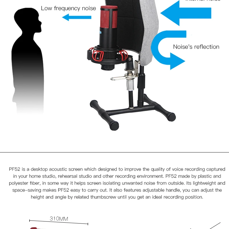 Новое поступление Alctron PF52 Настольный акустический экран для студии звукозаписи изолирующий нежелательный шум снаружи