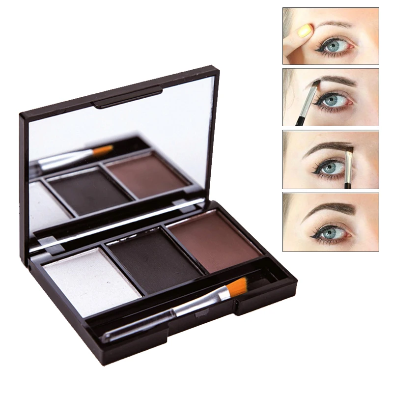 

Professional Waterproof Make Up Eye Brow Powder Eyebrows Enhancers Natural Brown Coffee Eyebrow Powder Brush Kits