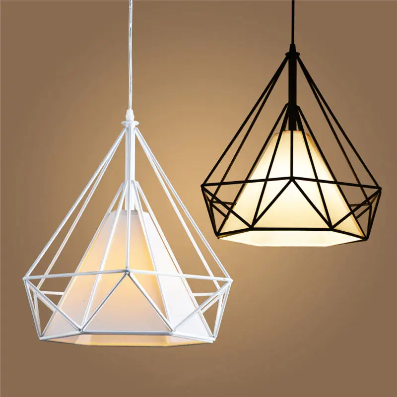 Modern Birdcage Metal Cage Minimalist Pyramid Pendant Light Hanging Ceiling Lamp AC110V/220V E27