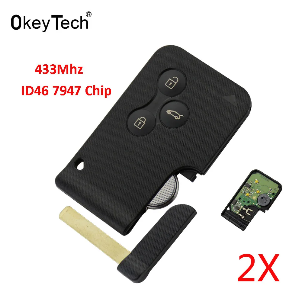 OkeyTech 2pcs/lot Smart Key Card for Renault Megane II