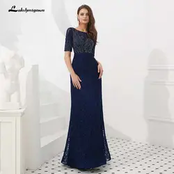 Длинные Русалка вечернее платье темно синие Выпускные платья бисер кристаллы для женщин официальная Вечеринка vestido de festa