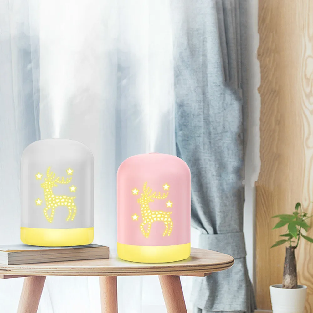 

20Hours Super Quiet 340ml Deer Shape Ultrasonic Air Humidifier with Colorful Lights Usb Portable Cool Mist Atomizer Mist Maker