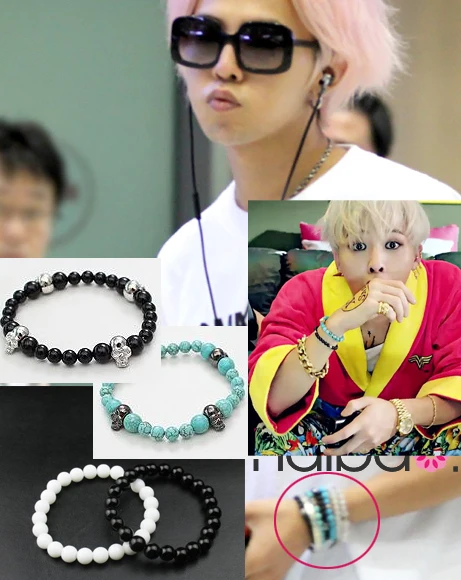 Bang G Dragon Crayon White Beads Agate Bracelet Skull Bang G Dragon Crayon White Beads Agate Bracelet Skull Piece Set