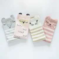 Kids Character Socks Anti Slip Cute Baby Socks Long Cotton Fox Cat Bear Boys Girls Leg Warmer Stripes Footwear Funny Animal 3