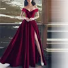 New Evening Dresses Satin Boat Neck Long Party Side Split Robe De Soiree Sexy Formal Dresses ► Photo 1/3