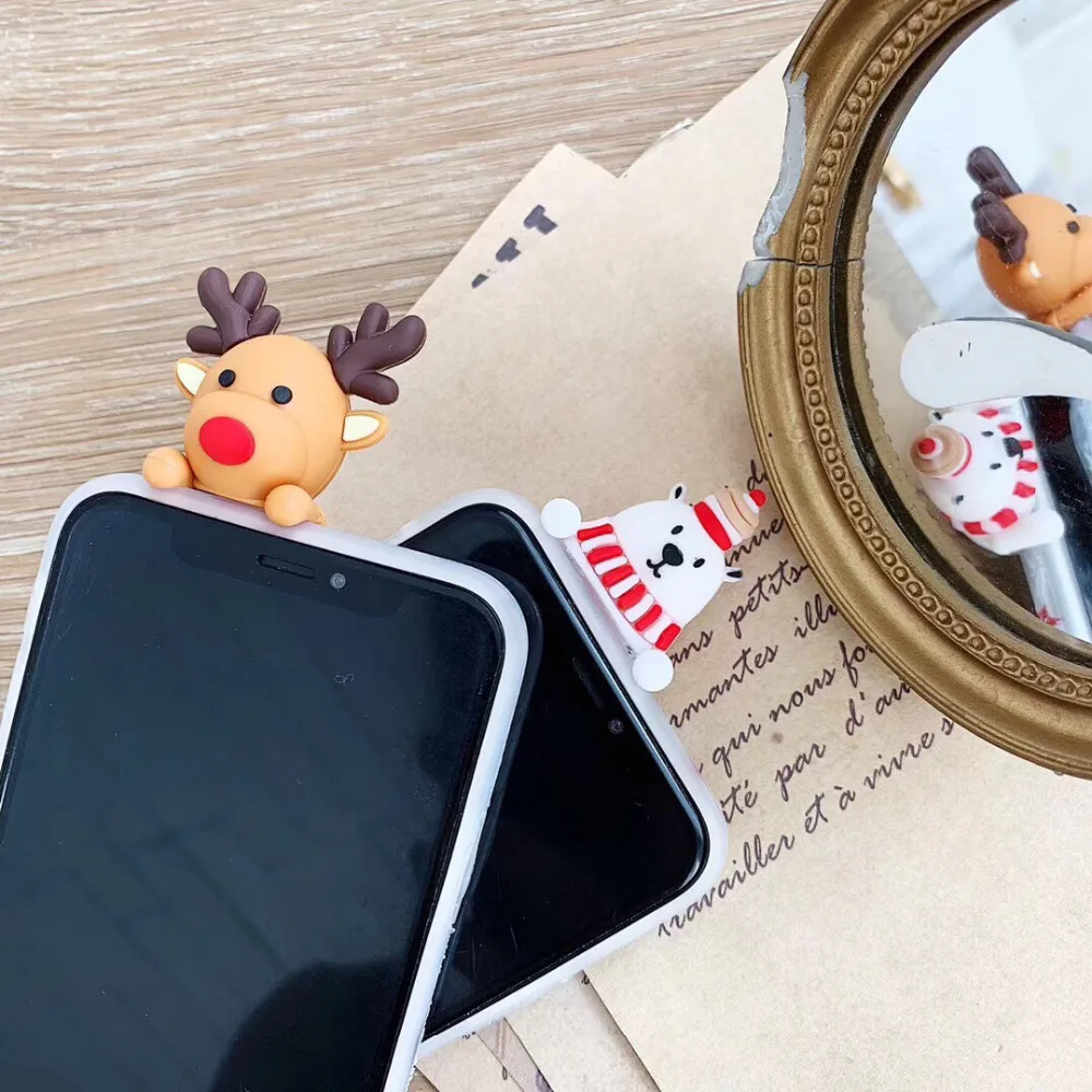 Прекрасный Рождественский 3D кукла Олень в виде ракушки мультфильм чехол для телефона для iPhone 11 X XS XR XS Max 6 6S 7 8 Plus мягкая задняя крышка из ТПУ
