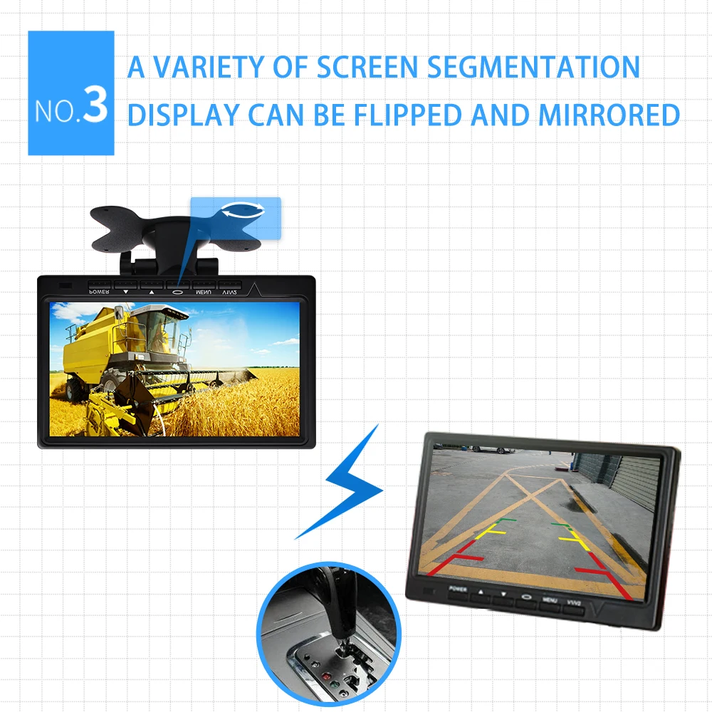 7 дюймов 800*480 TFT цветной ЖК-экран, Автомобильная камера заднего вида, монитор для камеры заднего вида, автомобильная парковочная система заднего вида