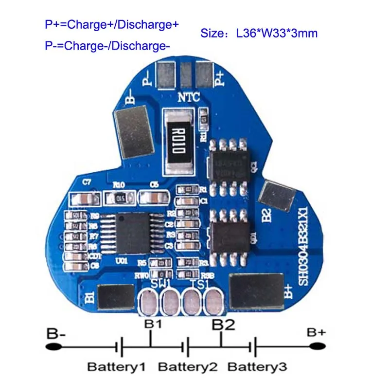 2 шт. 3S 4A литий-ионная BMS PCM плата защиты батареи для литий-ионного аккумулятора SH0304B321X1-LX3S4A