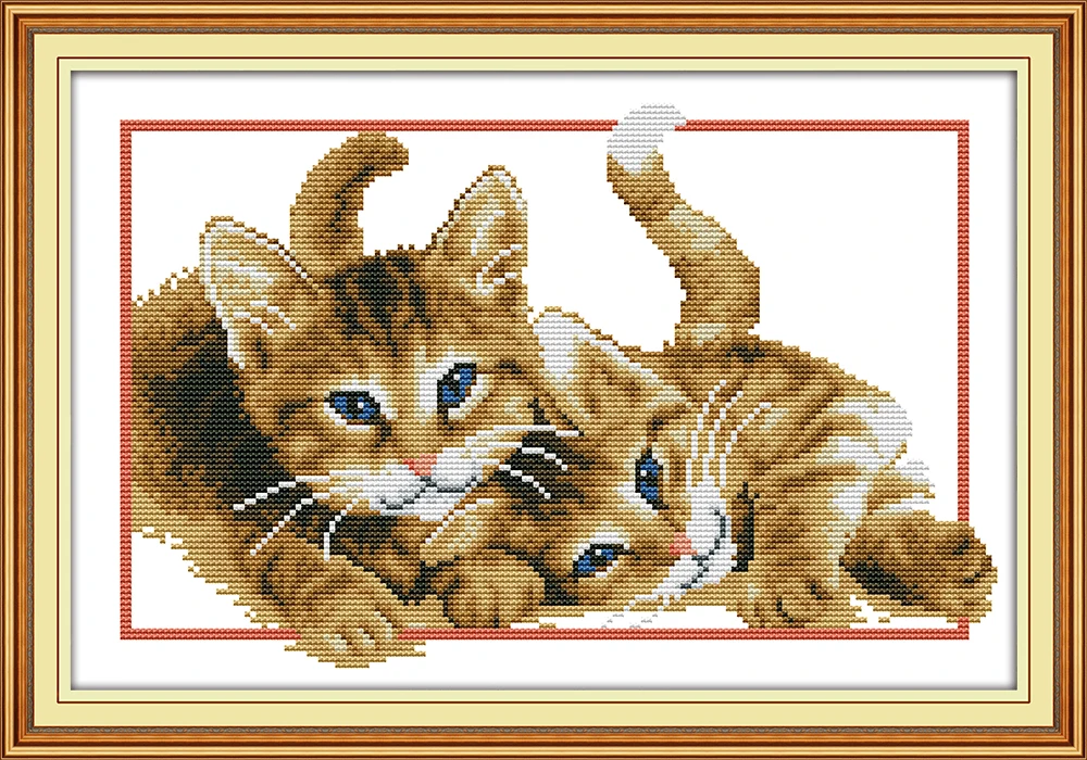 Two baby cats cross stitch kit 14ct 11ct cartoon animal ...