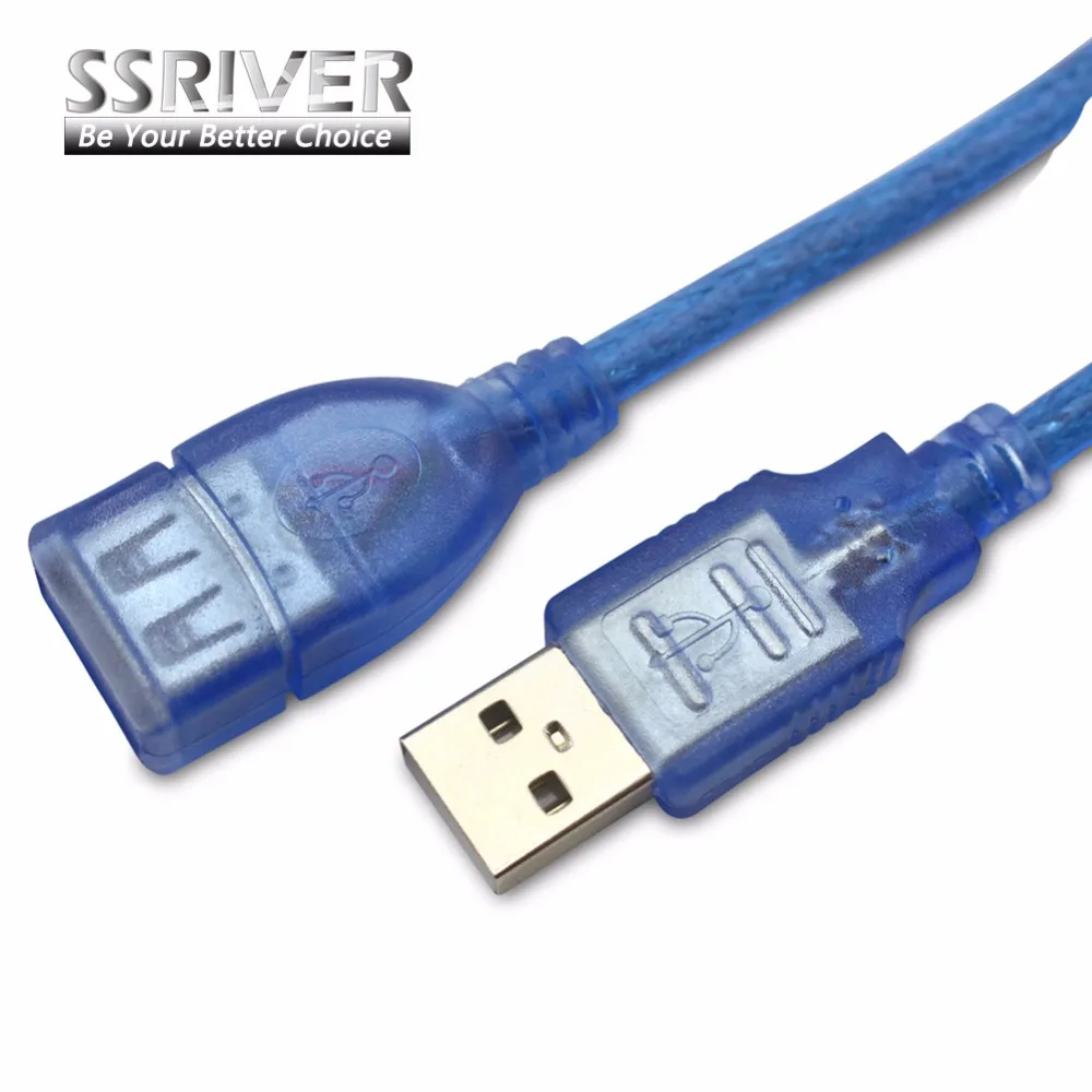 Ssriver Кабель USB 2.0 0.3 м 1.5 3 5 мужской/женский прозрачный синий Универсальный кабель