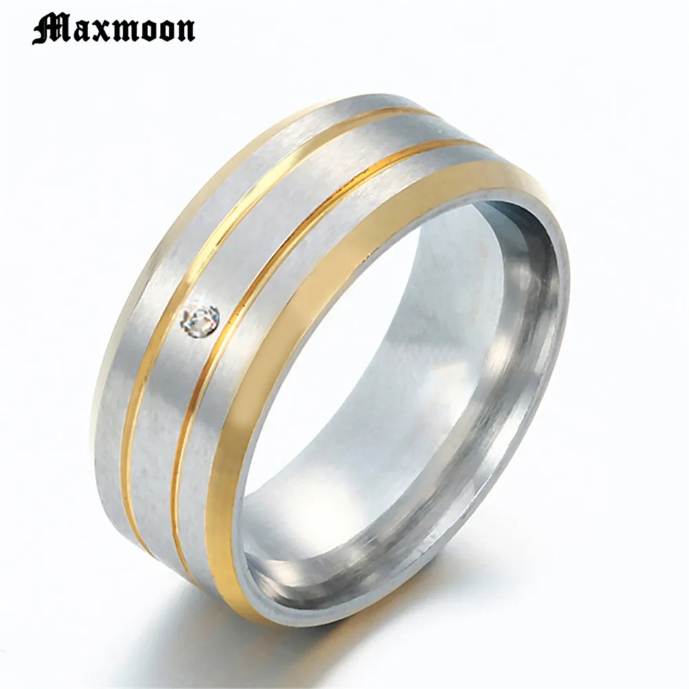 Женское кольцо из нержавеющей стали Maxmoon серебряное золотистого цвета с