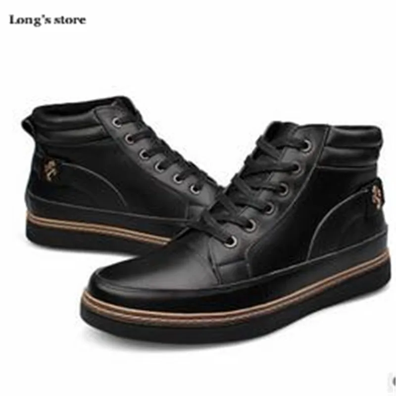 

CDTS Plus:37- 48 Autumn/Winter Ankle Martin Add wool Boots Lace-Up Genuine leather oxford men's shoes male outdoor snow Flats
