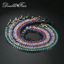 Двойной очаровательный однослойный браслет-цепочка с кубическим цирконием для женщин, серебро/белое золото, ювелирные изделия, подарки KC128M