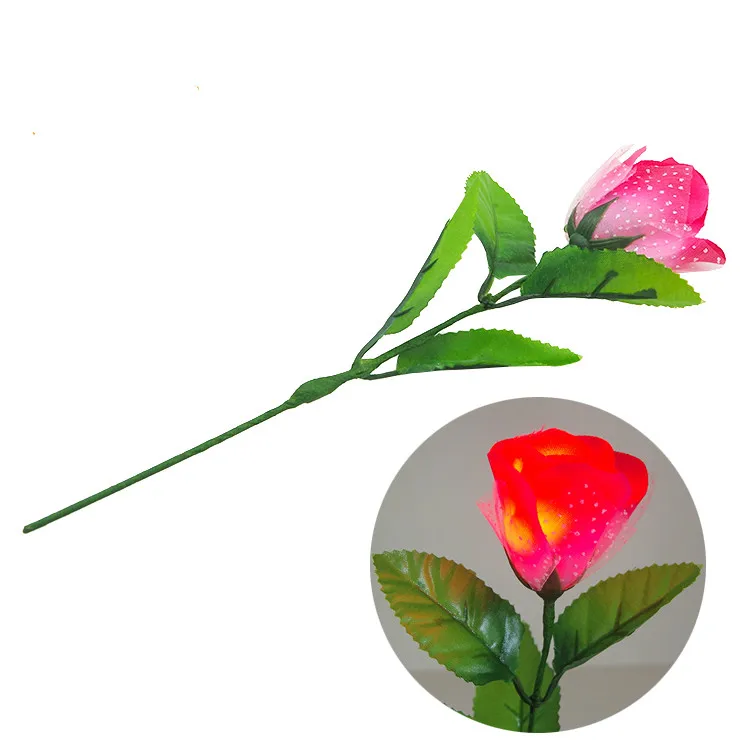 

Magic Tricks Flashing Rose Flower Newest Artificial LED Luminous Roses Red Blue Pink Night Light Party Gift Stage Magic Props