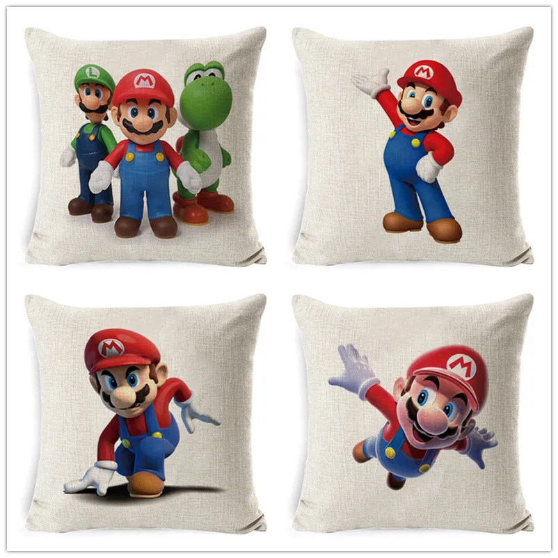 Fokusent Чехлы Super Mario подушки креативные хлопчатобумажные льняные наволочки для