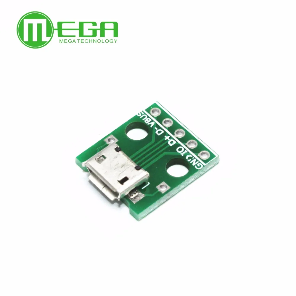 10 шт. микро USB адаптер DIP 5 контактный гнездовой разъем тип B pcb конвертер pinboard 2 54