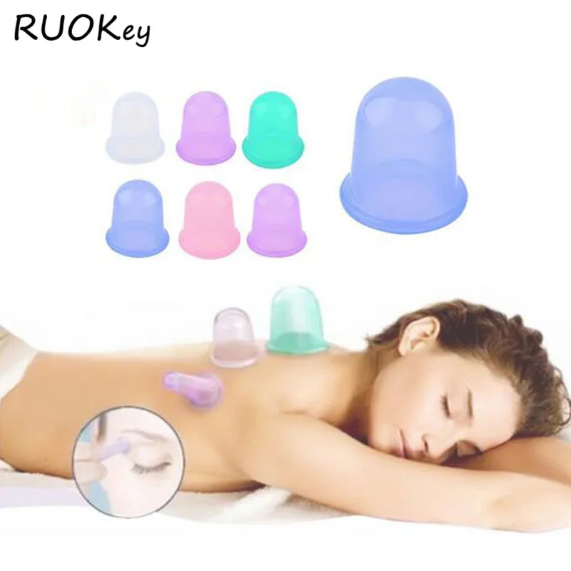 10pcs Natural silicone Family Body Massage Helper Anti Cellulite Vacuum Cupping Cups Health Care Ahuecamiento vaso
