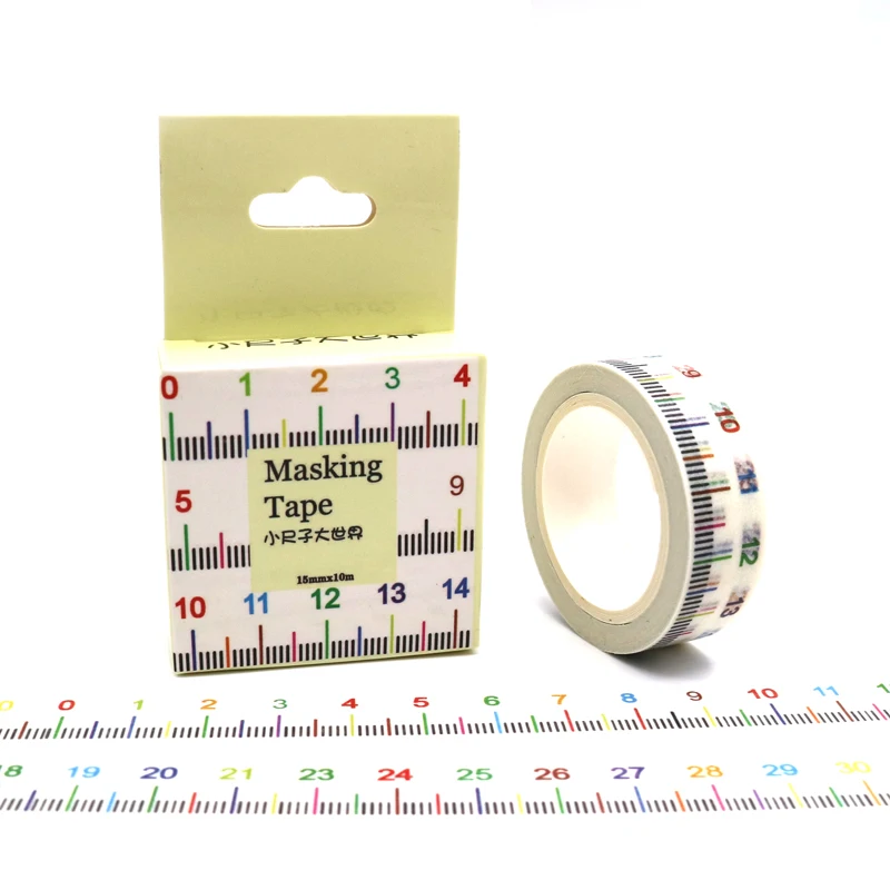 15 мм * 10 м коробка посылка широкий Новинка измерить линейкой лента Washi клейкой