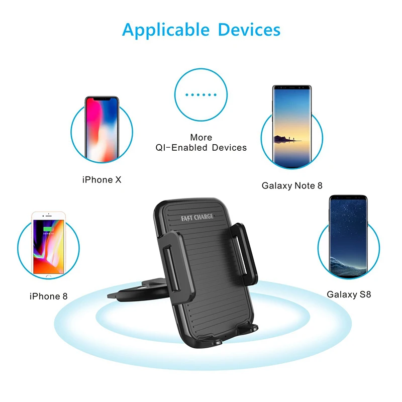 Fimilef Qi Car Wireless Fast Charger Phone Holder For iphone Samsung S8 Car CD Slot GPS Mobile Mount Charging Stand Car Holder (4)