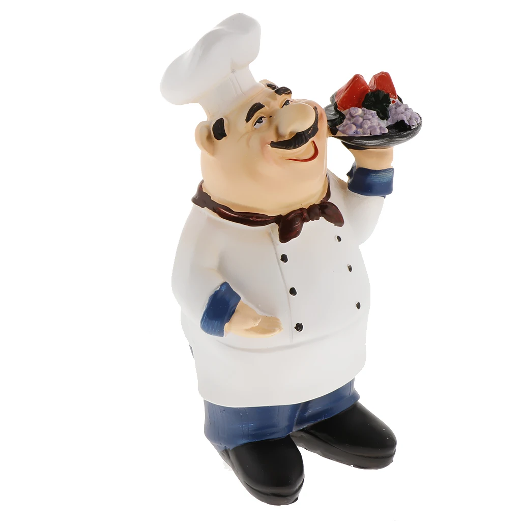 Resin Cook Statue Decorative Ornaments French Chef Figurines for Kitchen Restaurant Cafe Decor Home Shop Ornament