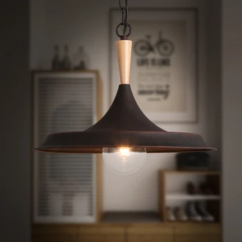 

New industrial LOFT iron wooden Pendant Lights Club Hotel Restaurant Lighting Engineer Suspension Lamp home Pot lights art deco