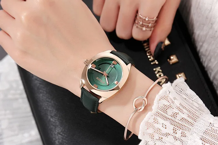 Модный бренд GUOU, женские часы из натуральной кожи, высокое качество, женские водонепроницаемые Роскошные студенческие часы с календарем