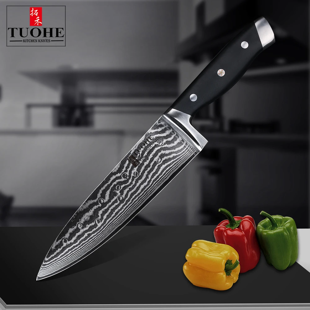 

TUOHE High-Quality 8 inch Chef Knife Japan 67 Layers VG10 Damascus Steel Kitchen knives Very Sharp Cleaver Knife with G10 Handle