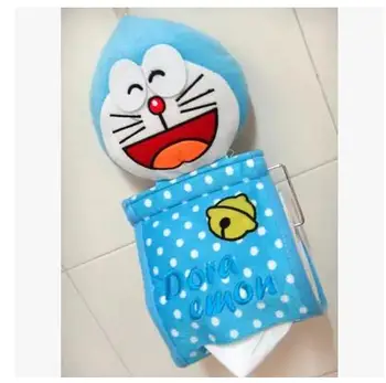 

Blue Plush Doraemon Tissue Cover Tissue Pumping Set Cartoon Hanging Tissue Box Case Tissue Roll Paper Storage Box Car Home Decor
