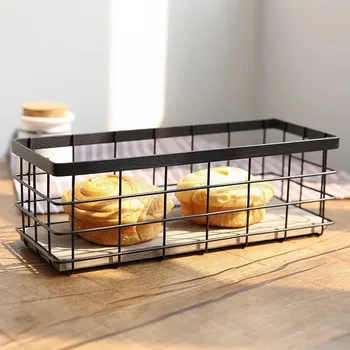 

Wrought Iron Metal Storage Basket Books Clothing Fruit And Debris Home Desktop With Handle Cosmetics Storage Basket Multi-Size