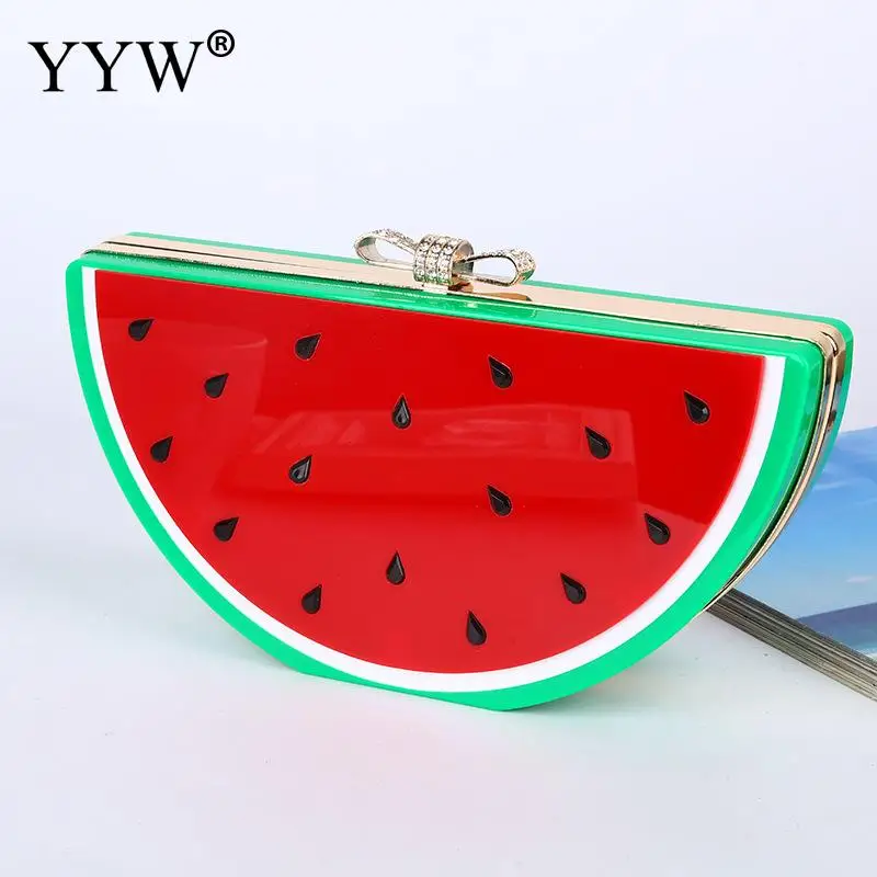 

Cute Girl Crossbody Bags Acrylic Hard-Surface Clutch Bag Over Shoulder Chain Bag Hot Evening Party Clutches Purse Fruit Pattern