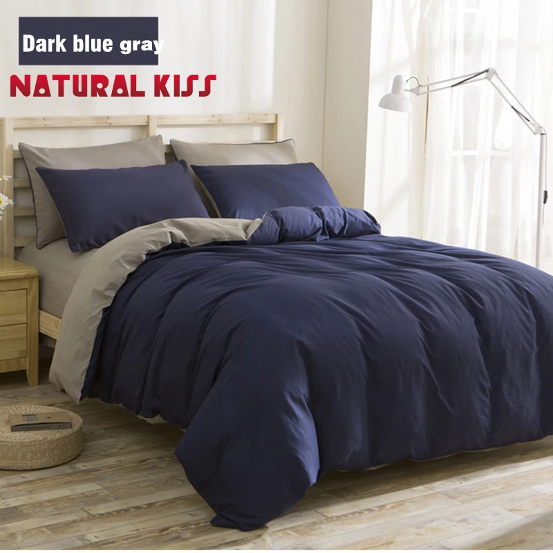 Simple Solid Color Bedding Sets Cotton Linen Comforter Duvet Cover