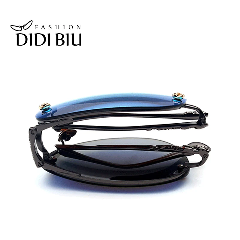 

Polarized Folding Sunglasses Women Red Men Blue Luxury Brand Rose Gold Flower Sun Glasses Rimless Driving Orange EyewearU697