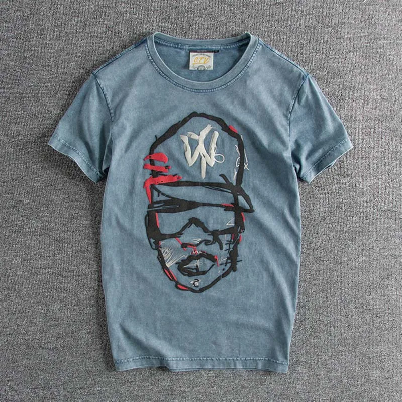 

2019 new arrival Summer Men's Short-sleeved T-shirt with European and American Personality Stereo Printing Patterns plus size T