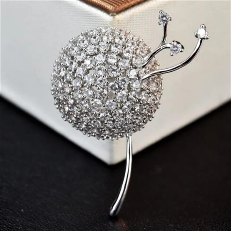

WKOUD Exquisite elegant Dandelion Brooches Zircon crystal fashion Brooches Pin Jewelry for Women Girls Clothing Accessories