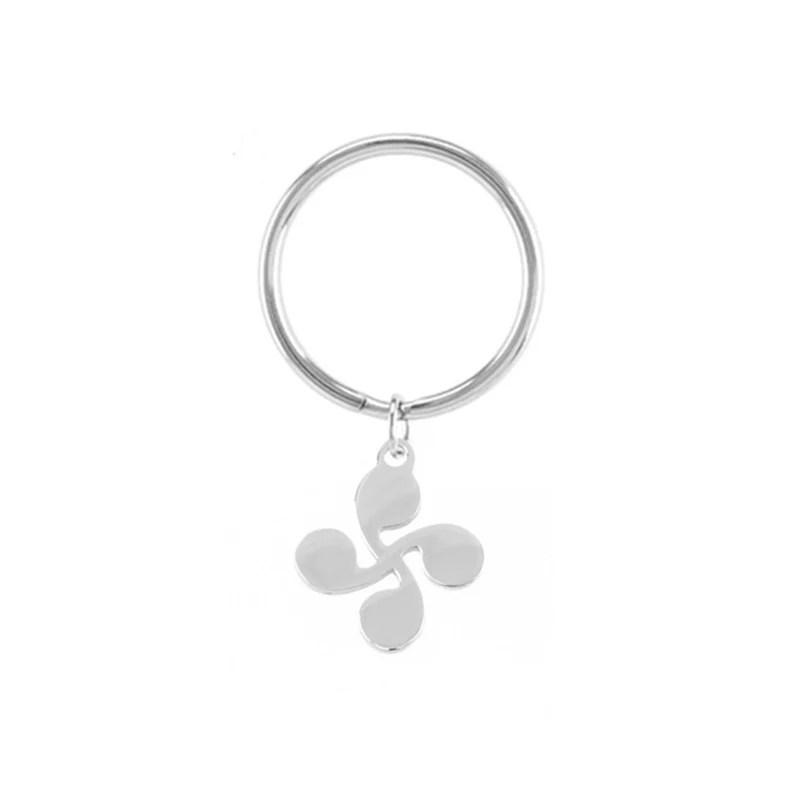 

Metal Key Chain Key Holder for Bag Key Fob Accessory Key Ring Loop Vintage Lauburu Tag Stainless Steel Blank Charm for Printing
