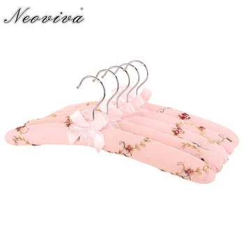 

Neoviva Vintage Lace Coated Hanger Set Pack of 5 Floral Embroidery Blushing Bride Pink Bridesmaid Gift Hangers for Clothes Perch