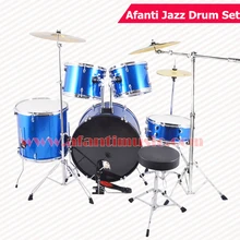 5 Drums 3 Crash Cymbals Blue color Afanti Music Jazz Drum Set Drum kit AJDS 428