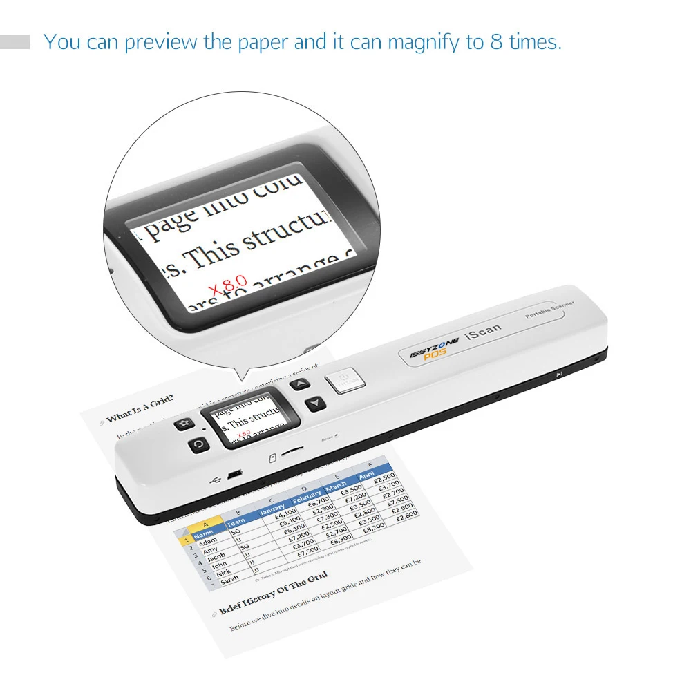 ISSYZONEPOS يده ماسح ضوئي للوثائق المحمولة A4 WIFI 1050 ديسيبل متوحد الخواص JPG PDF وشملت 16G TF بطاقة مع قبل عرض الصورة ويندوز إيماك ISSYZONEPOS يده ماسح ضوئي للوثائق المحمولة A4 WIFI 1050 ديسيبل متوحد الخواص JPG PDF وشملت 16G TF بطاقة مع قبل عرض الصورة ويندوز إيماك