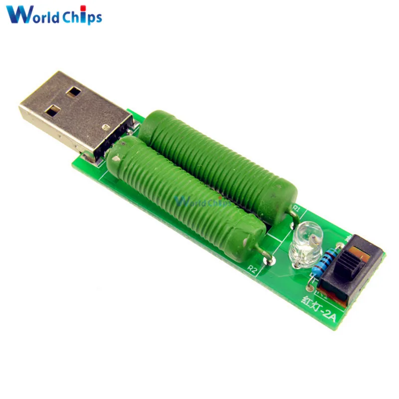 

USB Discharge Load Resistance Power Resistors Mobile Power 2A/1A Testing Aging Resistor Module 2A Red 1A Green Led