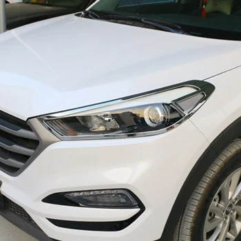 

Car Styling Fit For Hyundai Tucson 2016 2017 ABS Chrome Front Headlight Lamp Cover Trims Shade Frame Lamp Hood Decoration 2Pcs