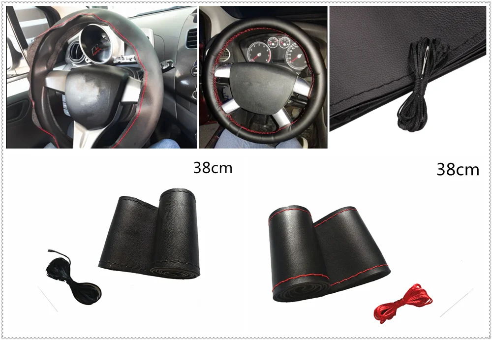 

Car steering wheel cover DIY size 38 cm fiber leather hand-sewn for BMW X1 X3 X4 X5 X6 F07 F09 E38 E91 E53 E70 X5 X3 X6